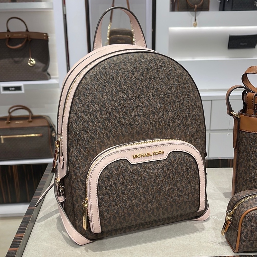 Michael Kors Brown and Pink Backpack